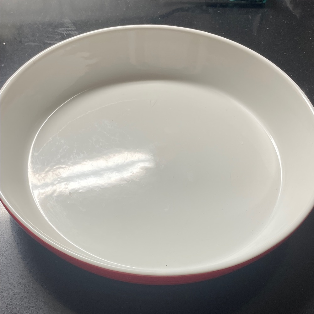 Crate&Barrel White and Red Serving Bowl